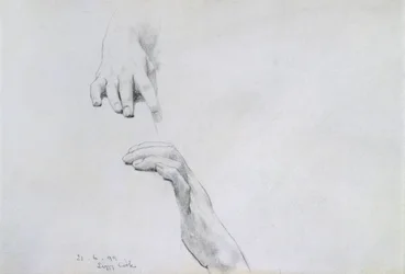 Studio di mani per Sotto il Tetto del Tempo Ionico Blu, 1899